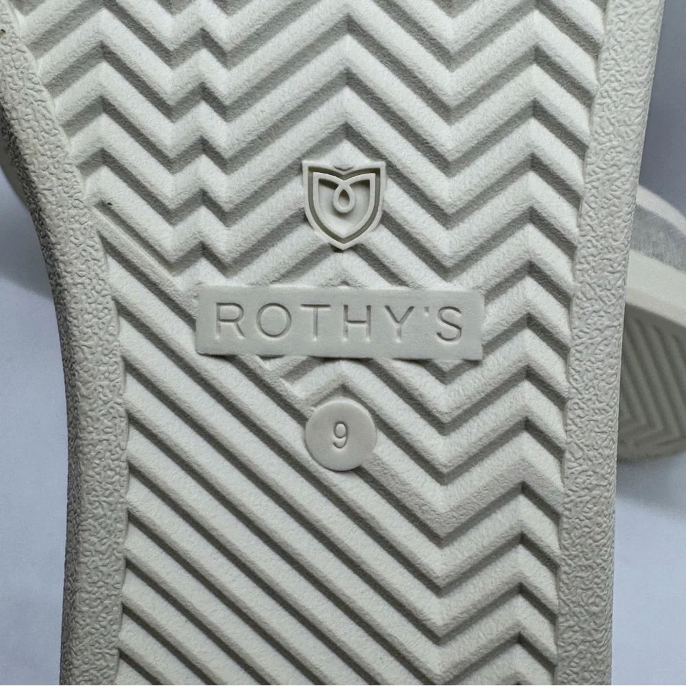 Rothy's The Lace Up Sneakers in Diamond Twill Shoes Cream Silver Size 9 NEW - Picture 11 of 11